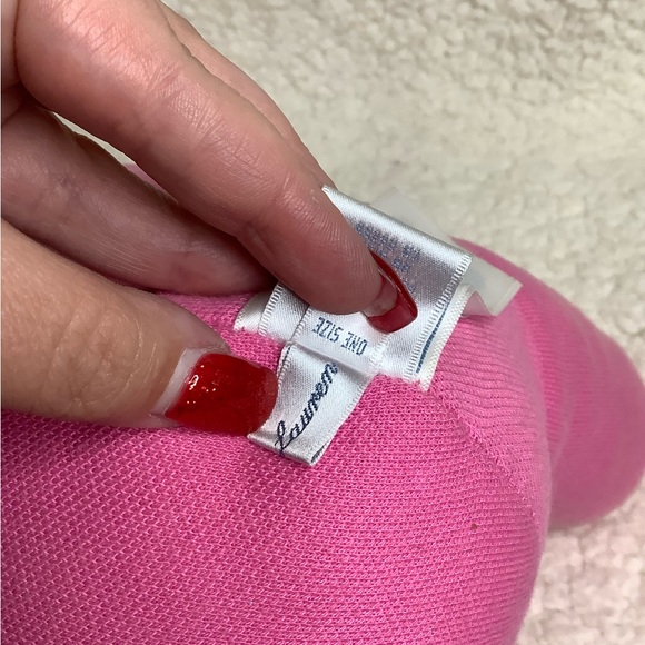 Ralph Lauren Polo 10 inch Plush Pink Bear Stuffed Animal w/Green Bow Toy - Picture 9 of 9